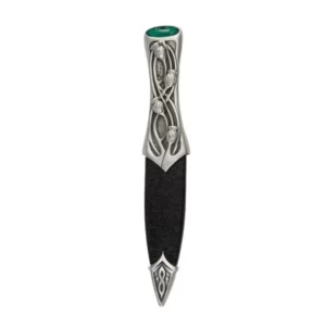 Luss Thistle Dress Sgian Dubh with emerald stone top.