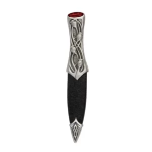 Luss Thistle Dress Sgian Dubh with red stone top.