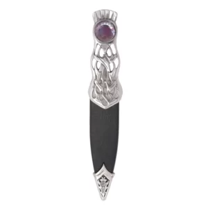 Thurso Thistle Sgian Dubh with Polished Pewter Mount and amethyst Stone Top.