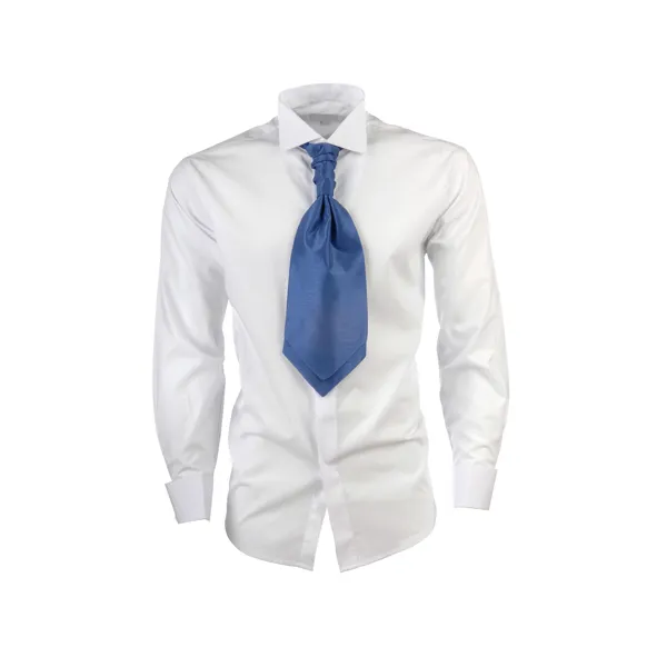 White Victorian Collar Shirt with a blue rouche